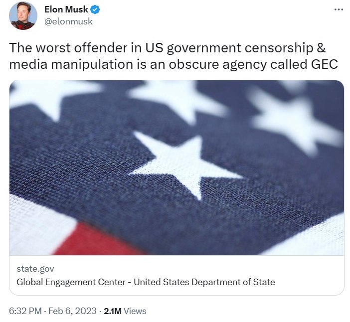 Elon Musk Pinpoints The U.S. Government Group Leading The Country’s Most Sweeping Censorship Effort Ever